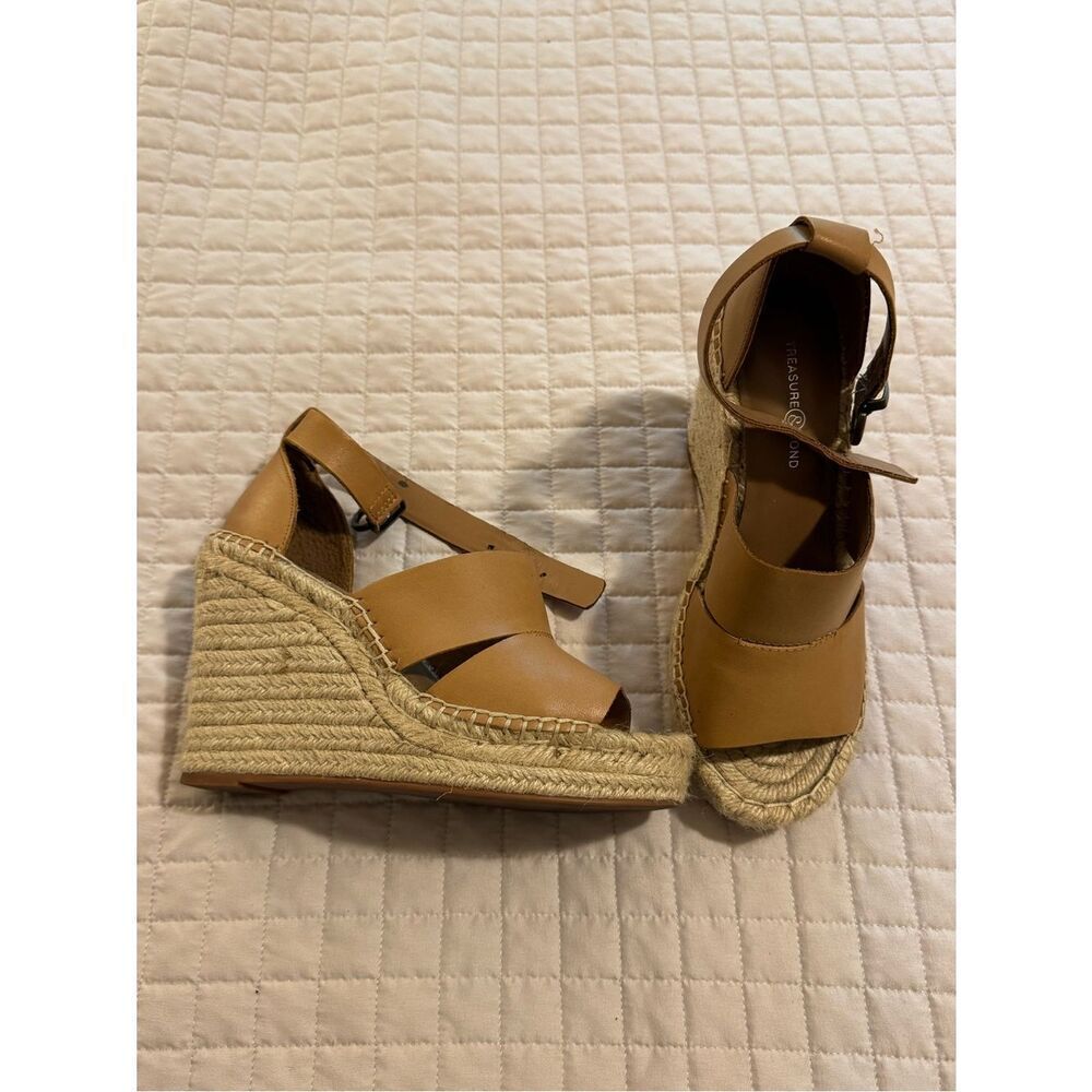 Treasure & Bond tan espadrille wedge sandals with ankle strap